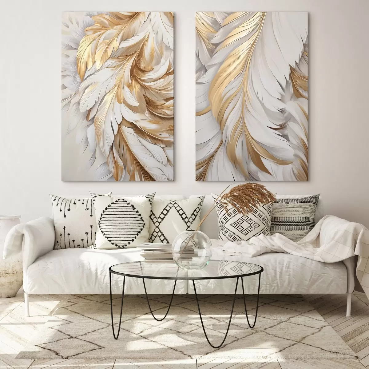 wall murals Large, decorative feathers, intricate details and a delicate texture m31051