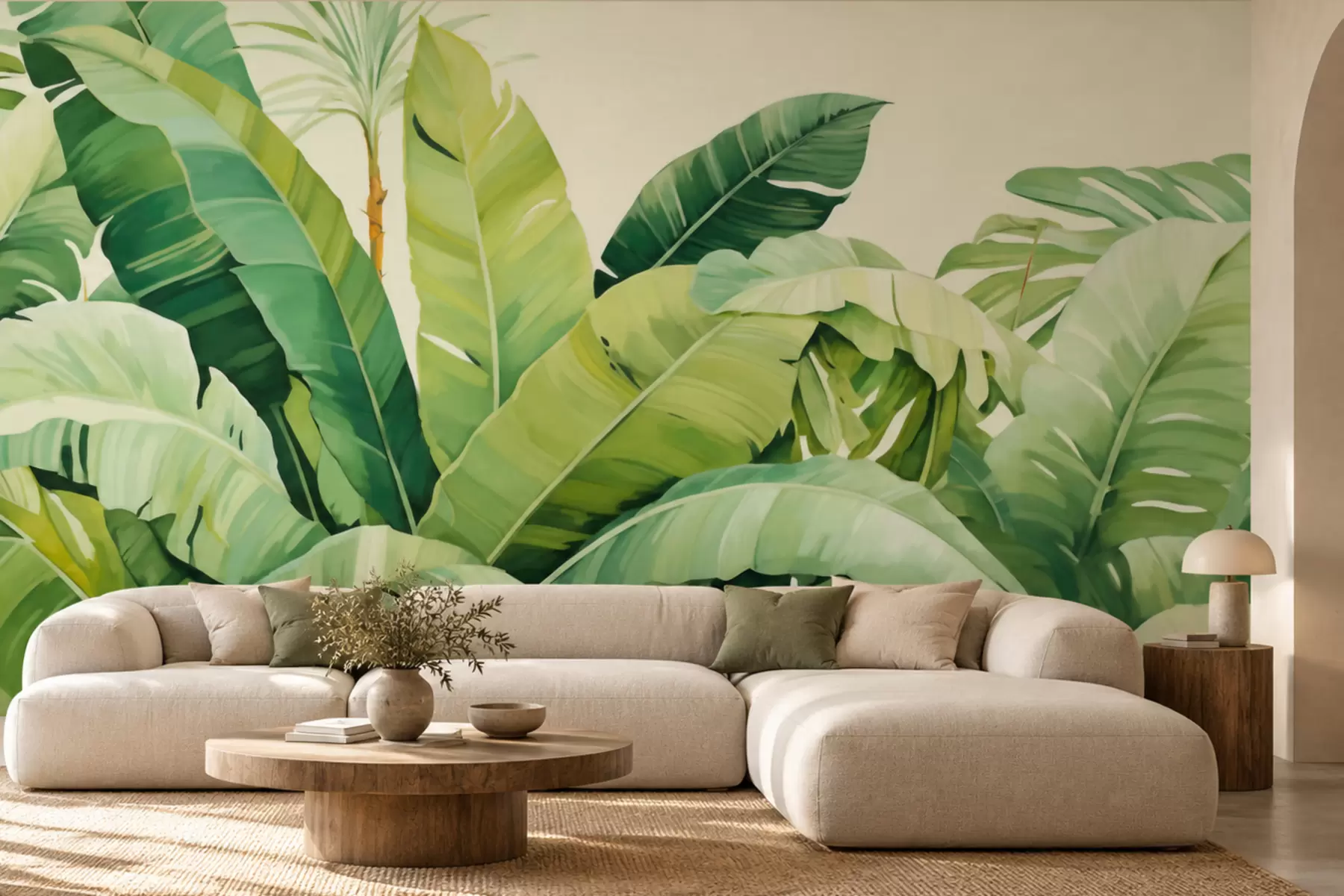 murales Hojas de banano en verde w05975