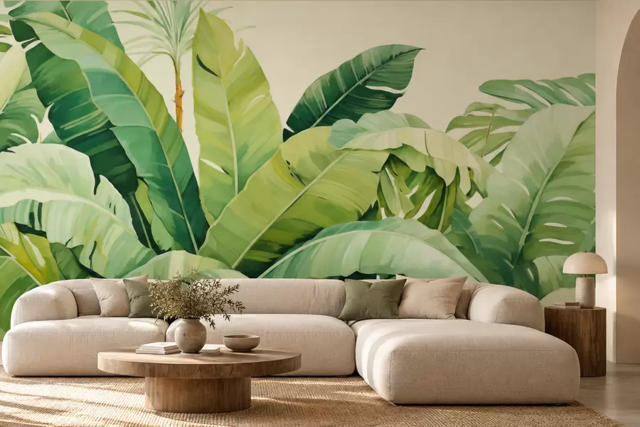 peintures murales De longues feuilles de bananier w05975