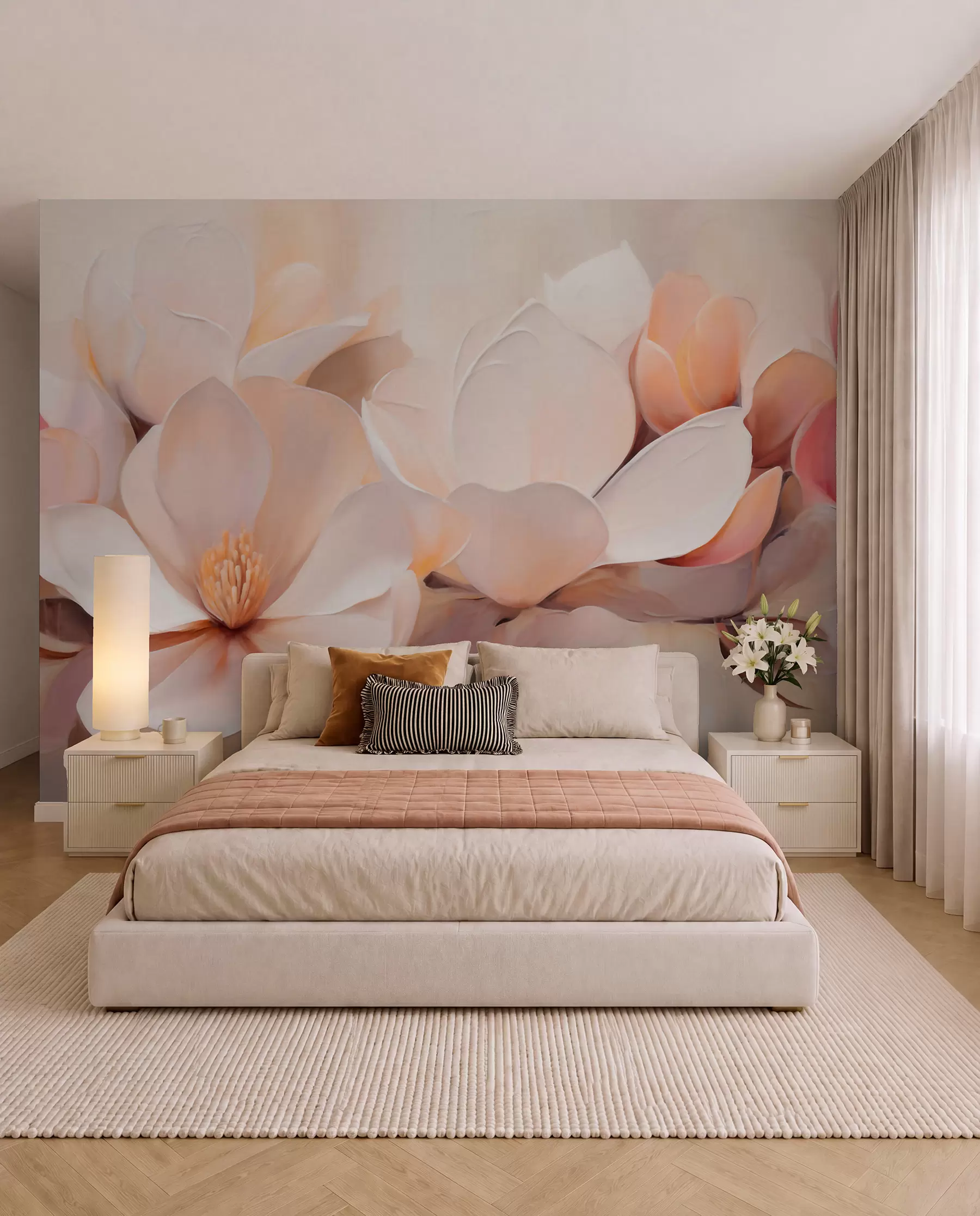 Wall Mural Photo Wallpaper Blossom in Peach w05979