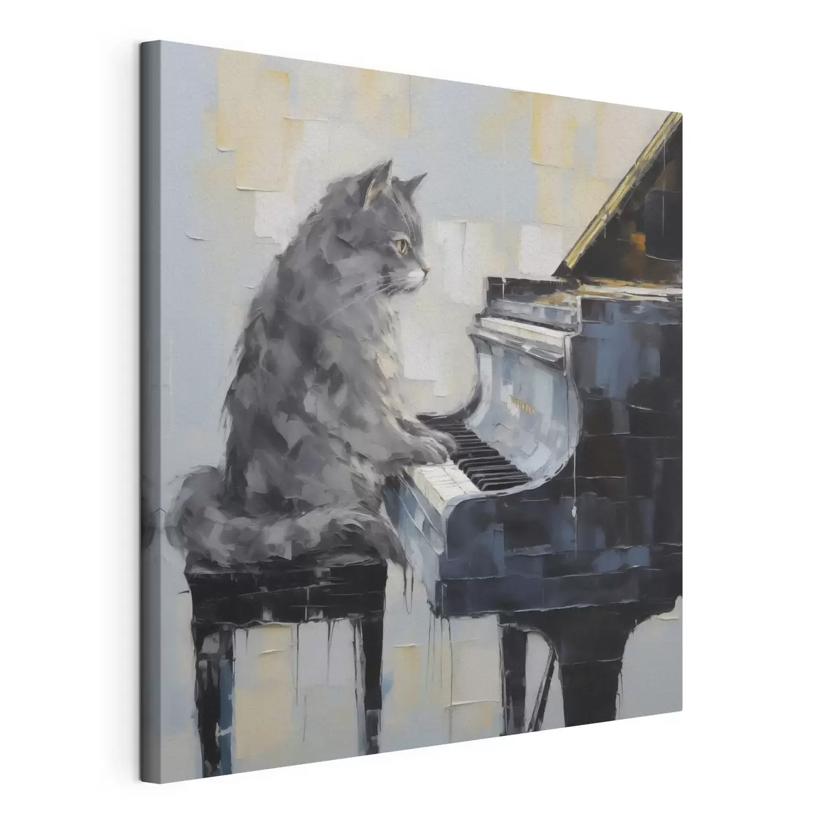 wall murals Cat playing the grand piano, imitation painting style s50989