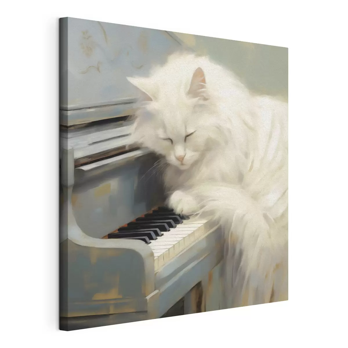 wall murals Cat sleeping on piano keys, imitation painting s50990