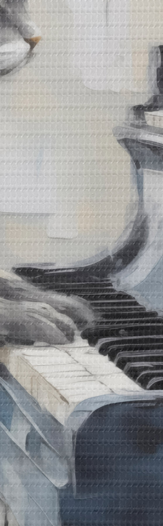 wall murals Cat and piano, imitation painting m31064