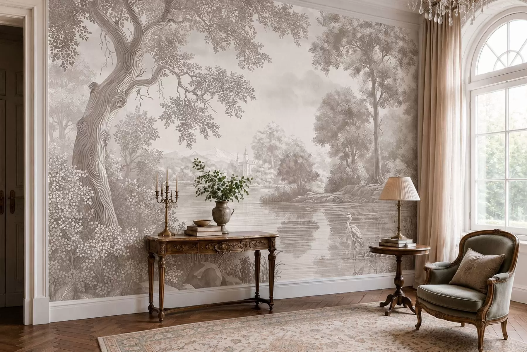 Wall Mural Photo Wallpaper Heron by the Still Lake w05805