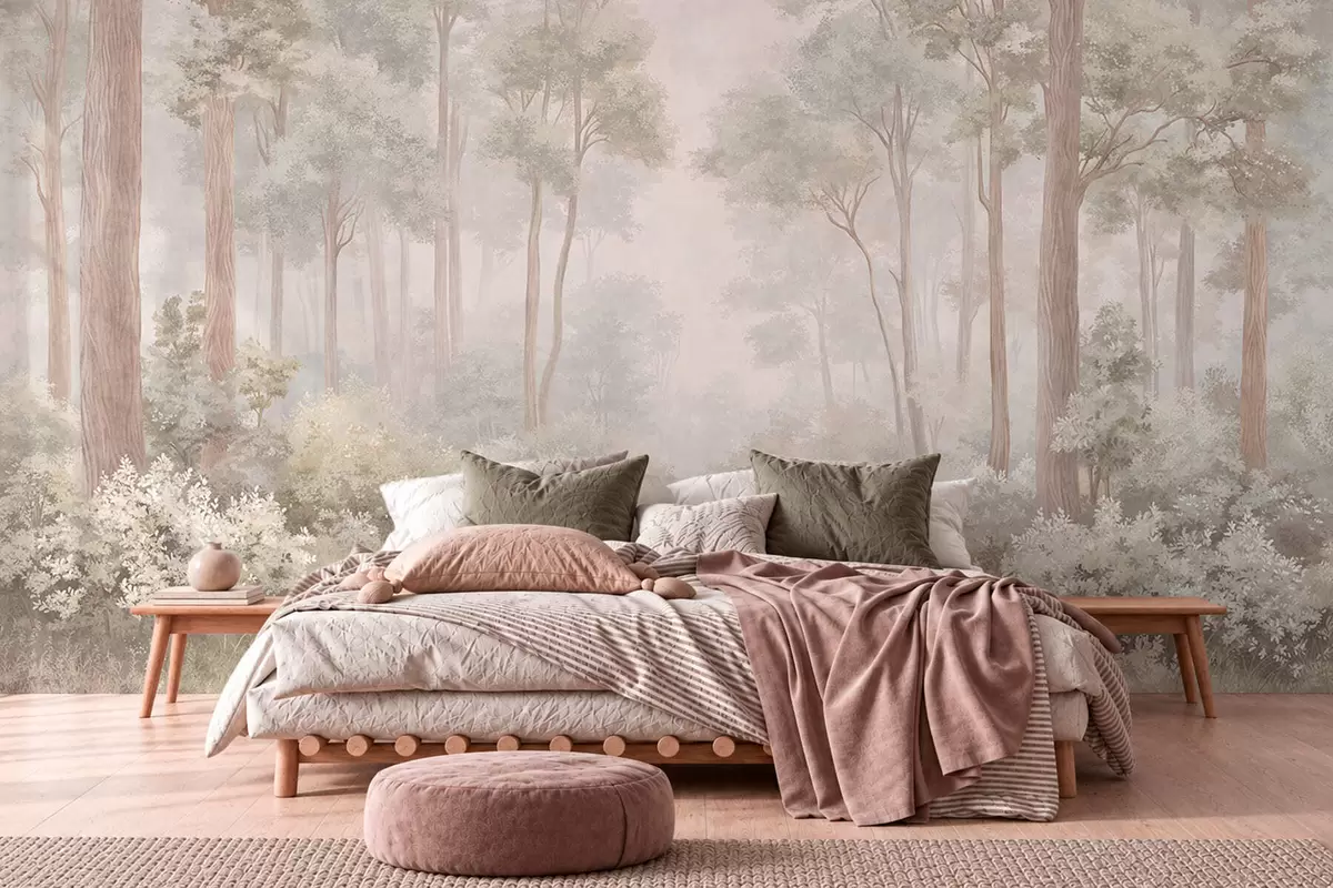 Wall Mural Photo Wallpaper Soft pastel forest with a winding path w05889