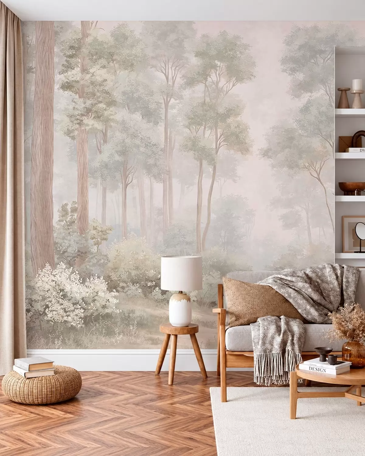 Wall Mural Photo Wallpaper Soft pastel forest with a winding path w05889