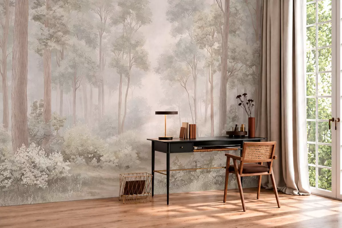 Wall Mural Photo Wallpaper Soft pastel forest with a winding path w05889