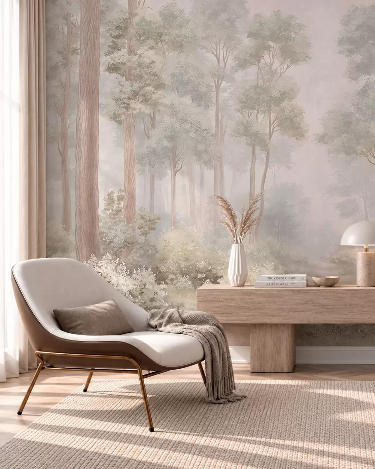 Wall Mural Photo Wallpaper Soft pastel forest with a winding path w05889