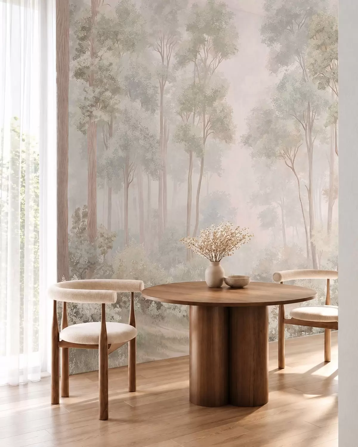 Wall Mural Photo Wallpaper Soft pastel forest with a winding path w05889