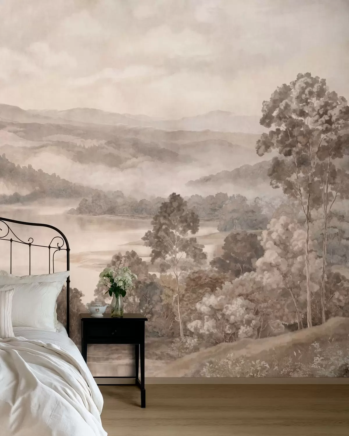 Wall Mural Photo Wallpaper Calm lake among misty hills and forests w05928