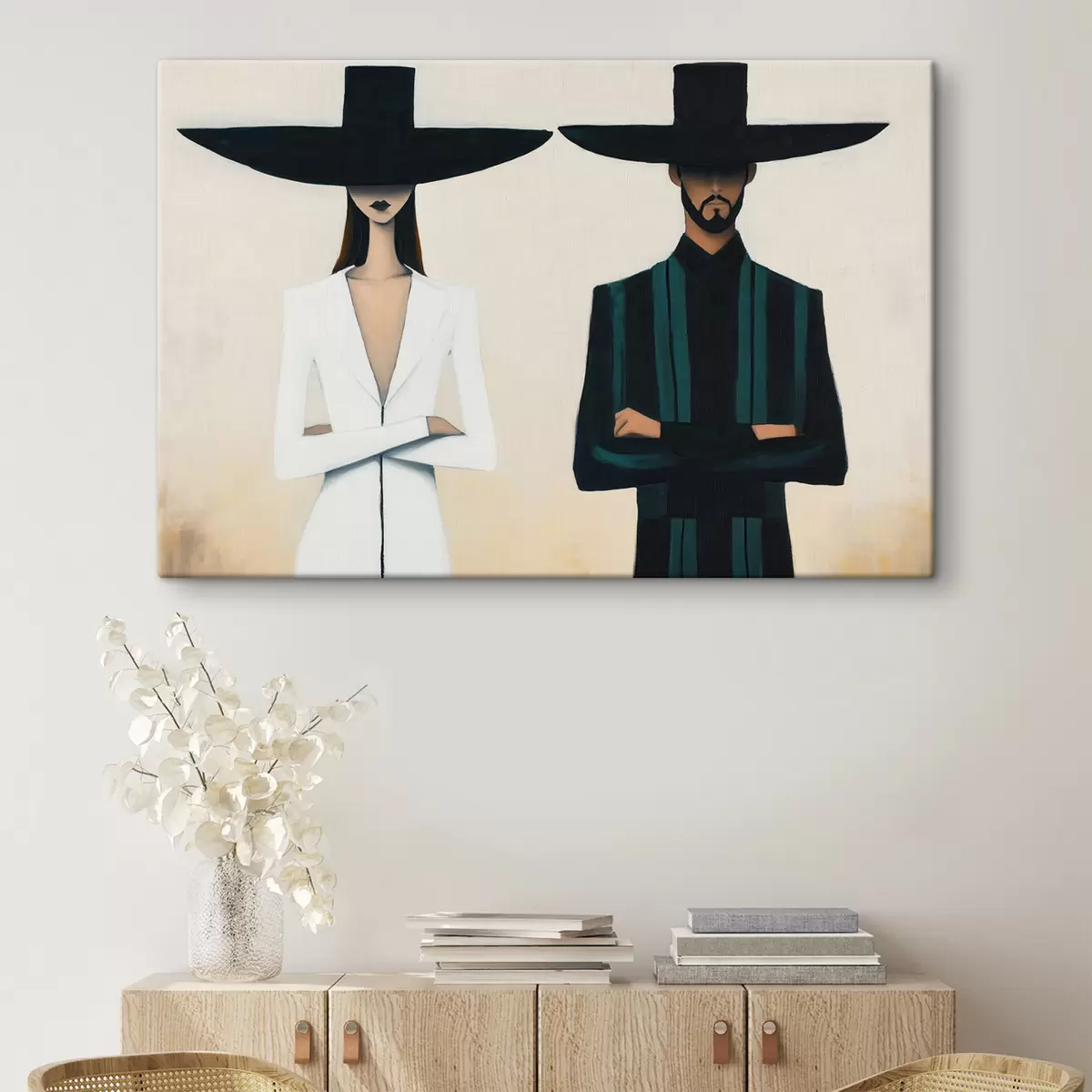 murales Pareja con sombreros de ala ancha s51003