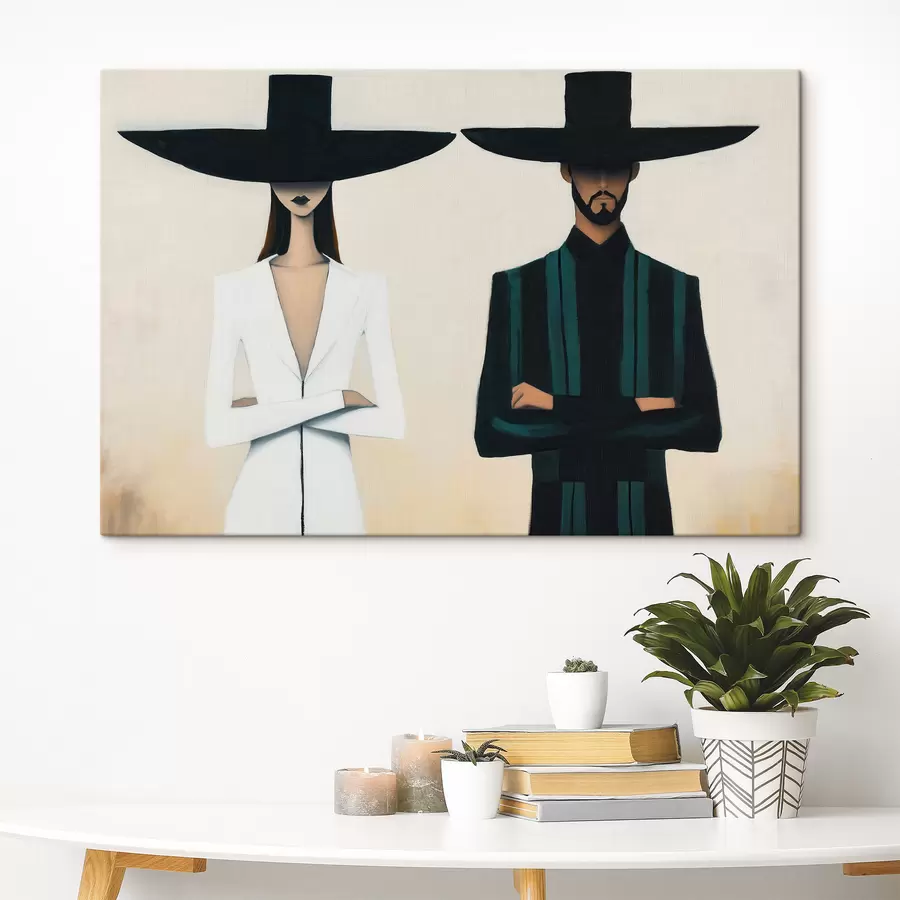murales Pareja con sombreros de ala ancha s51003
