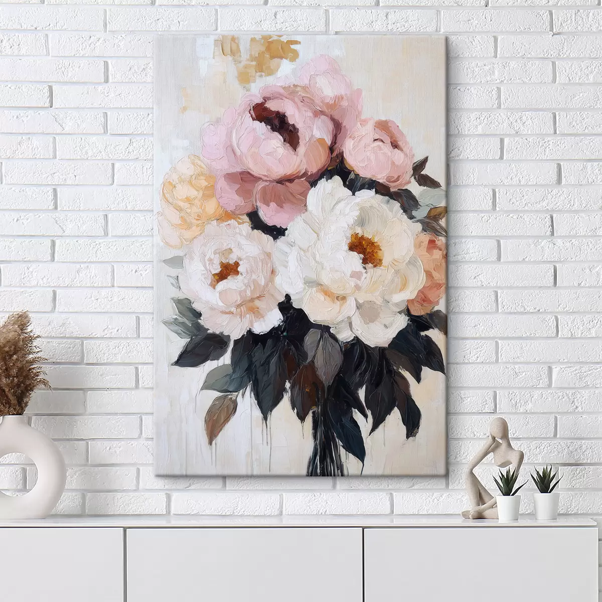 wall murals Bouquet of pink and white peonies s51008