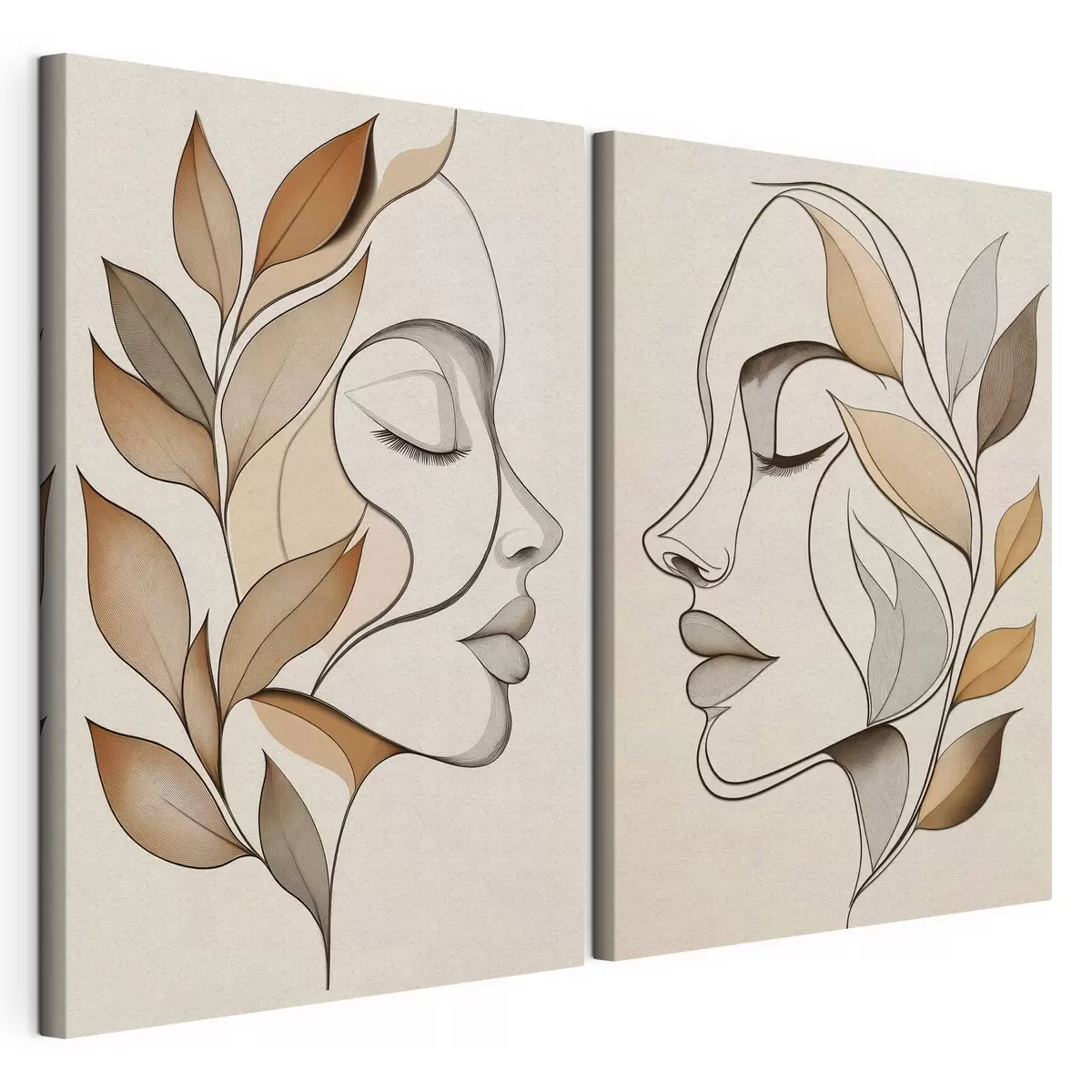 wall murals Female Silhouettes with Leaves m31067