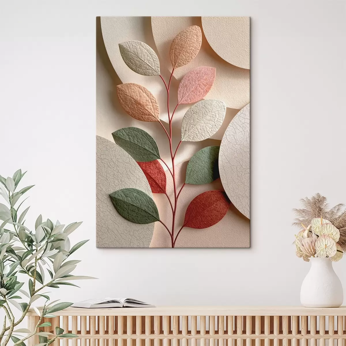 wall murals Botanical branch with geometric shapes s50863