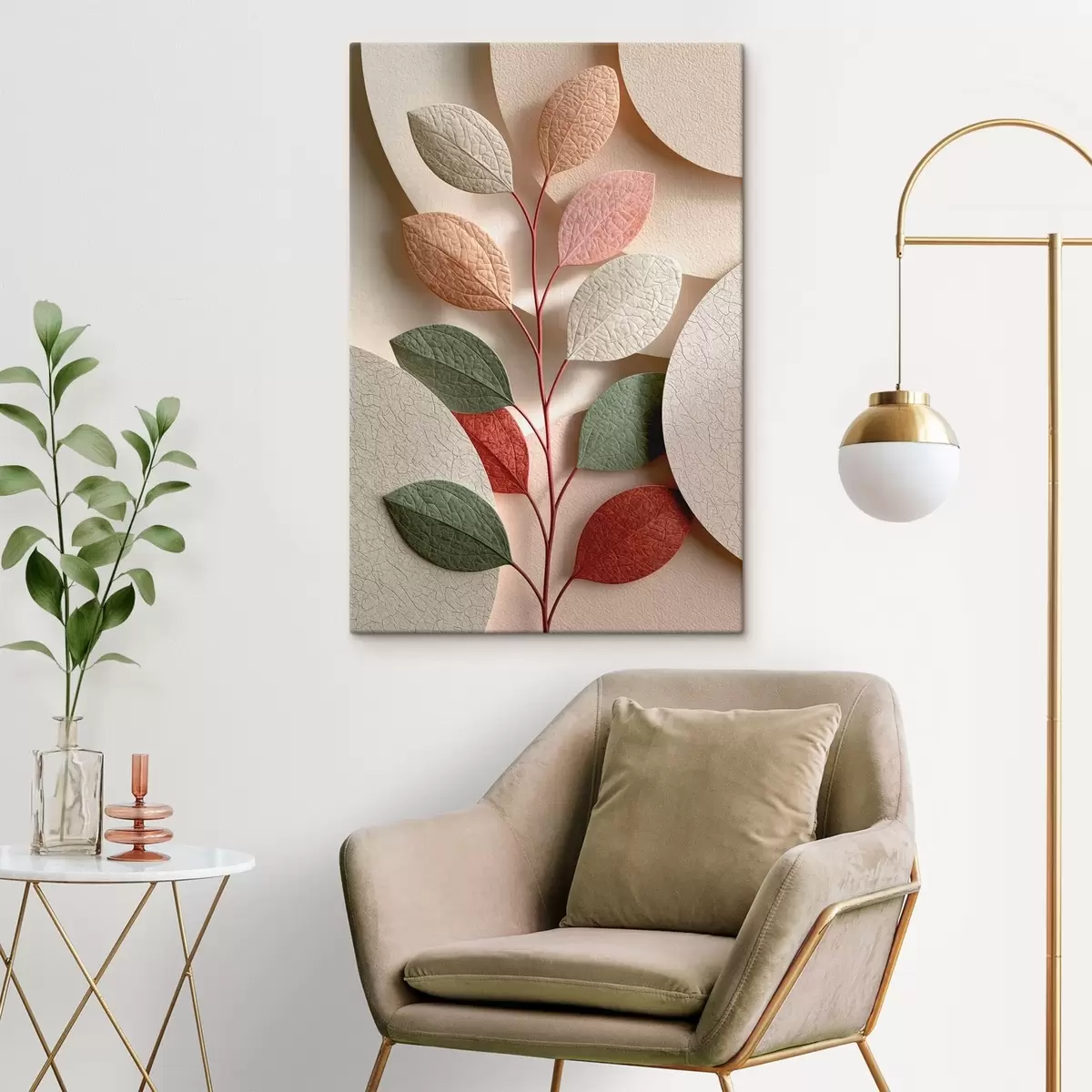 wall murals Botanical branch with geometric shapes s50863