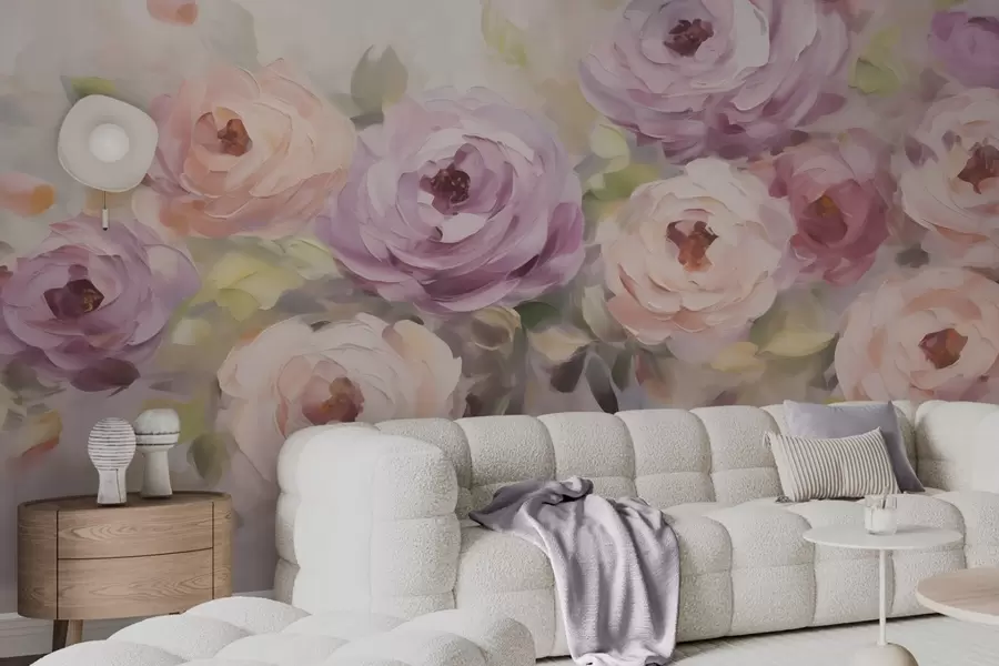 Wall Mural Photo Wallpaper Abstract roses, imitation of a painting w05996