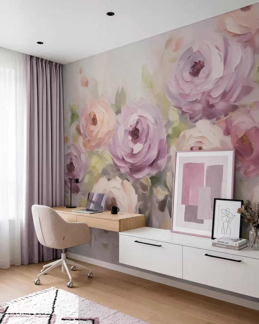 wall murals Abstract roses, imitation of a painting w05996