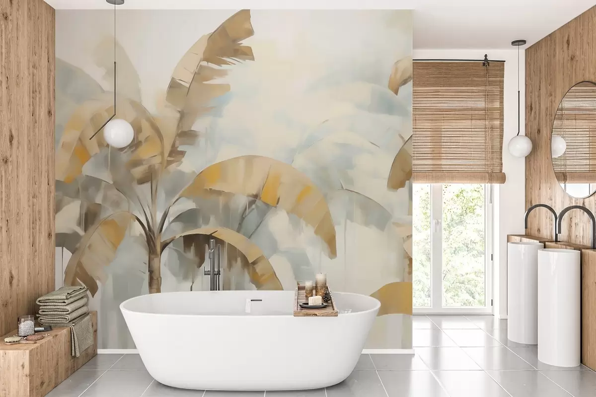 Wall Mural Photo Wallpaper Abstract palm trees, imitation of a painting w05997