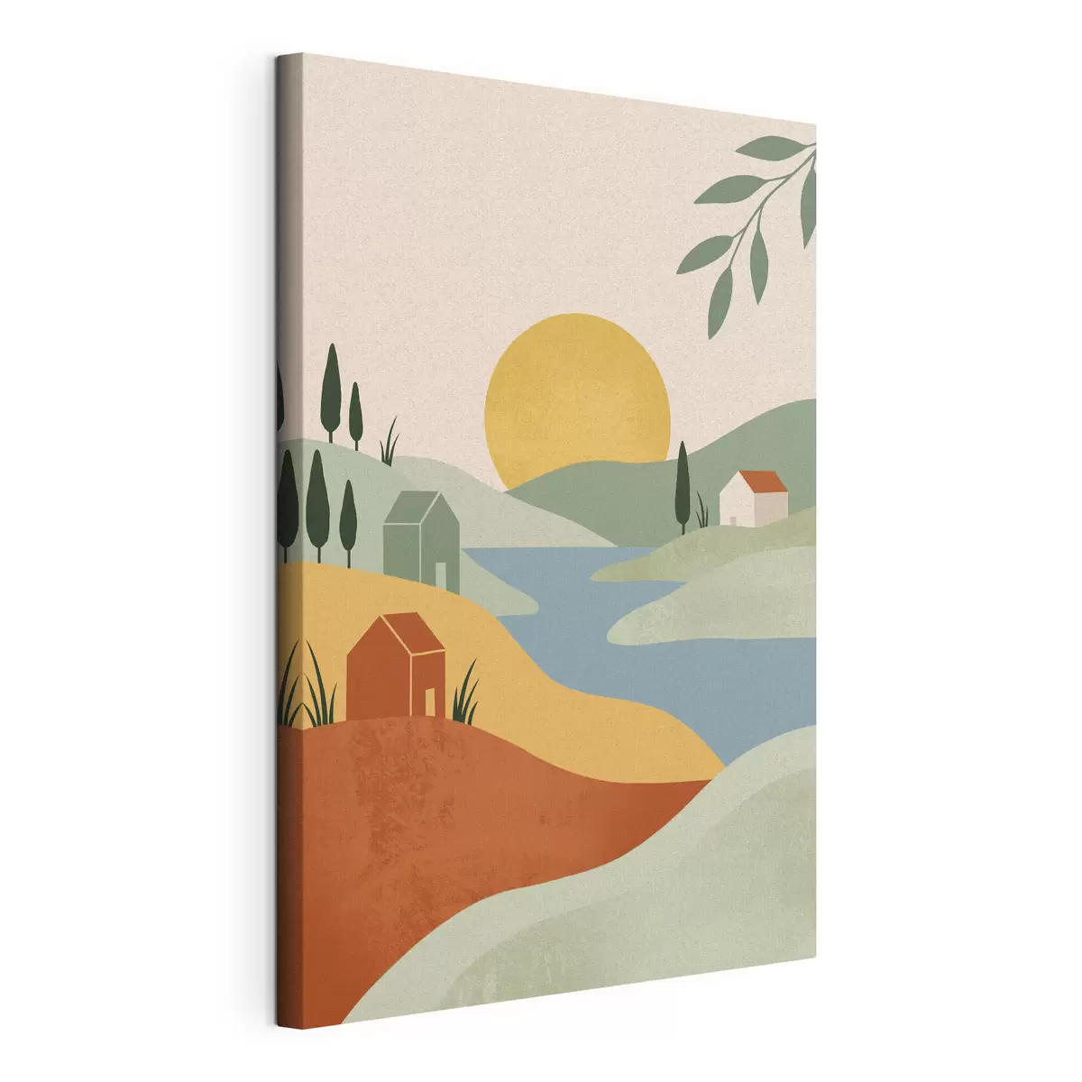 wall murals Tranquil landscape under a setting sun s50729