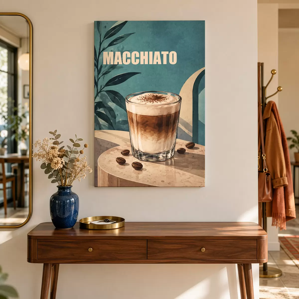 wall murals Delicious macchiato on a sunny day s50875