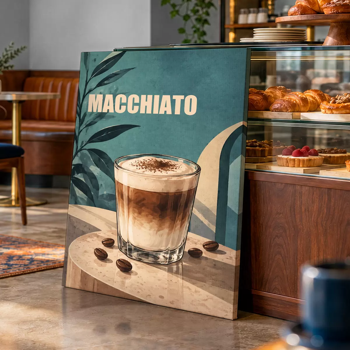 wall murals Delicious macchiato on a sunny day s50875