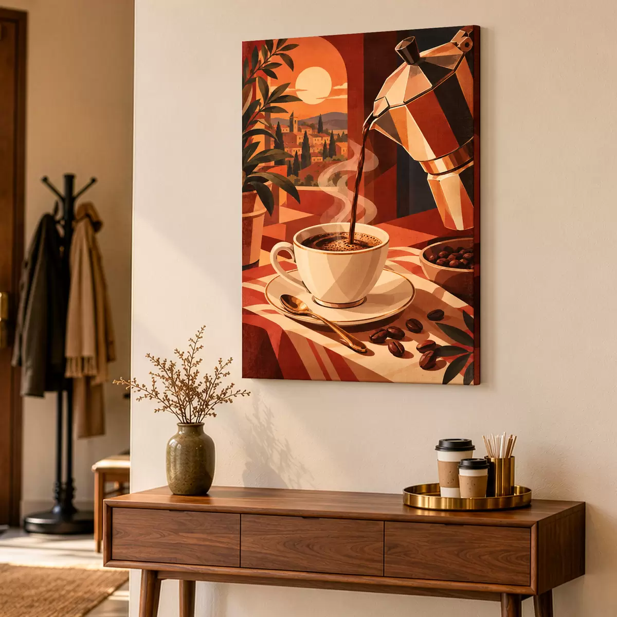 wall murals Warm coffee in a cozy setting s50877