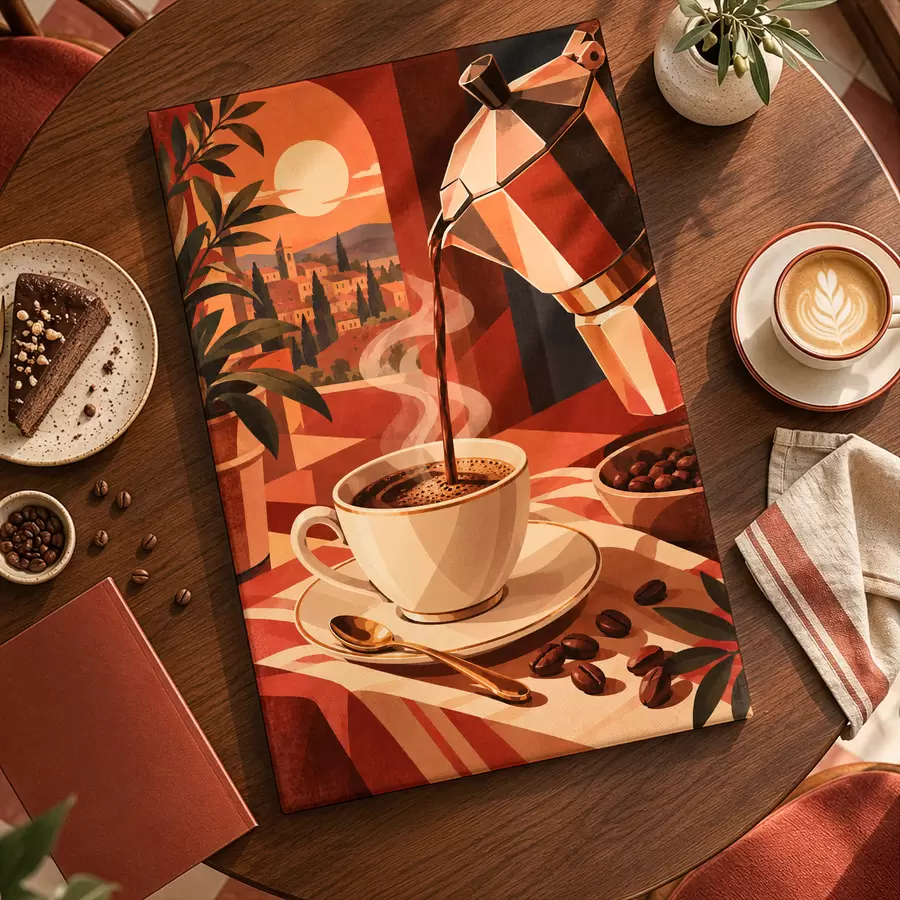 murales Café caliente en un ambiente acogedor s50877