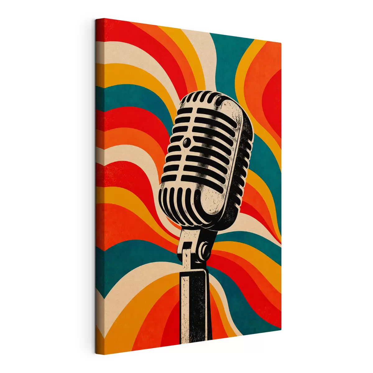 wall murals Classic microphone with vibrant backdrop s50924