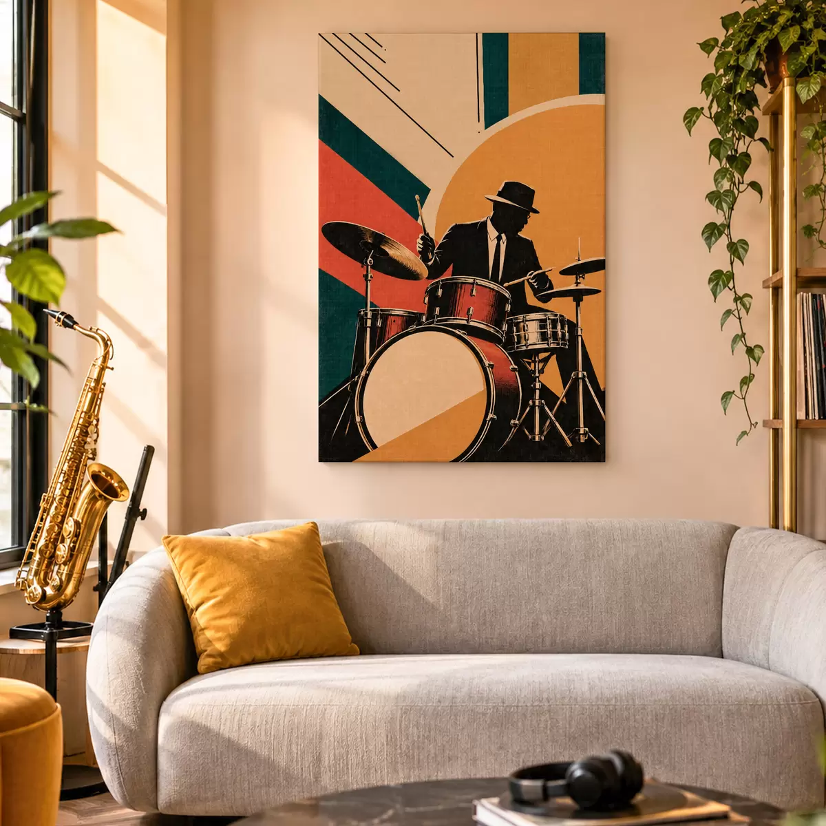 wall murals Jazz rhythms in vibrant colors s50928