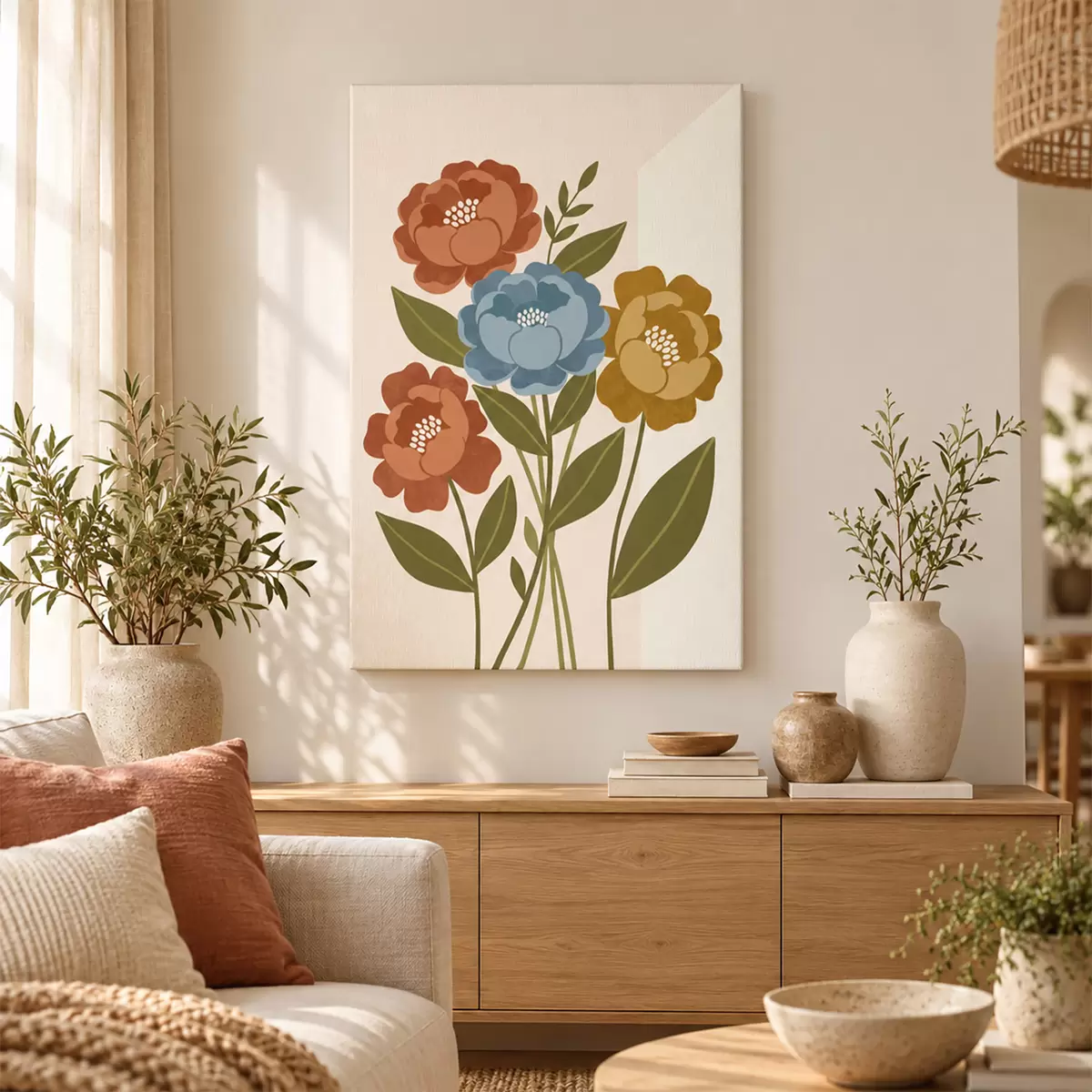 murales Flores vibrantes en suaves tonos pastel s50730