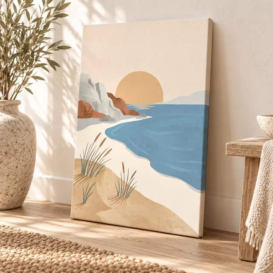 murales Playa serena al atardecer: tranquilidad s50731