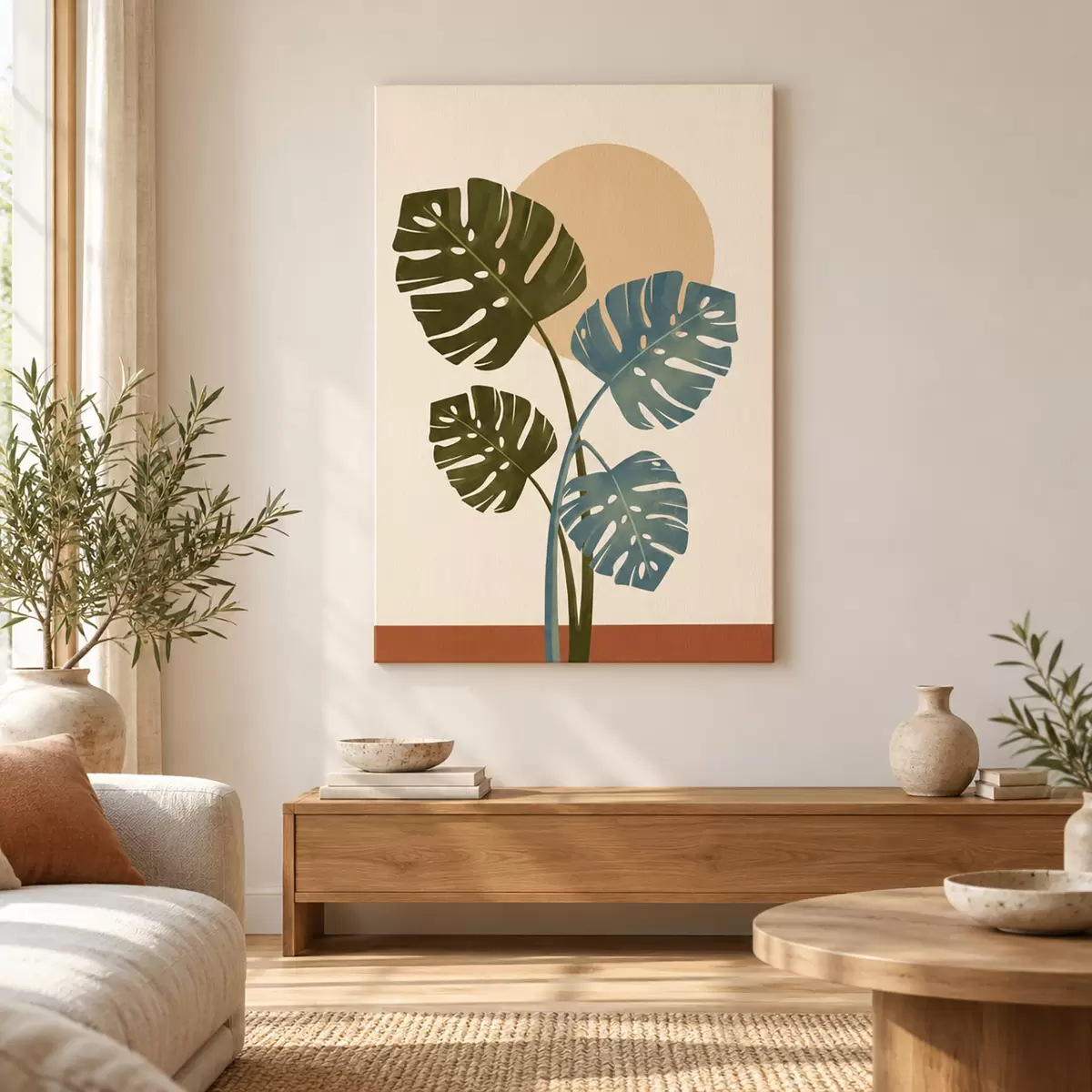 wall murals Stylish leaves against a warm backdrop s50733