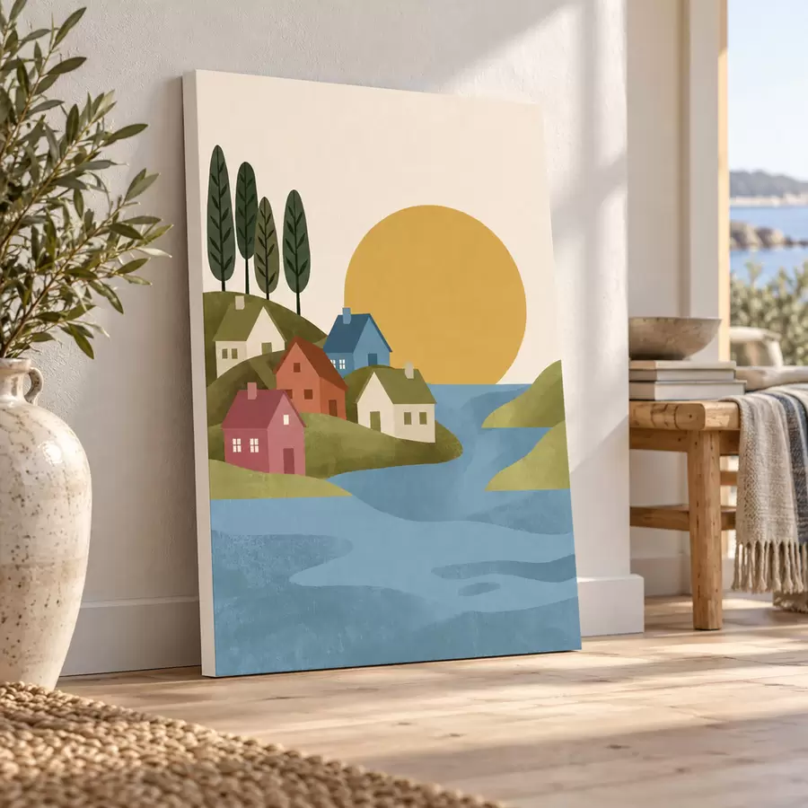 murales Casas con encanto junto a las tranquilas aguas s50734