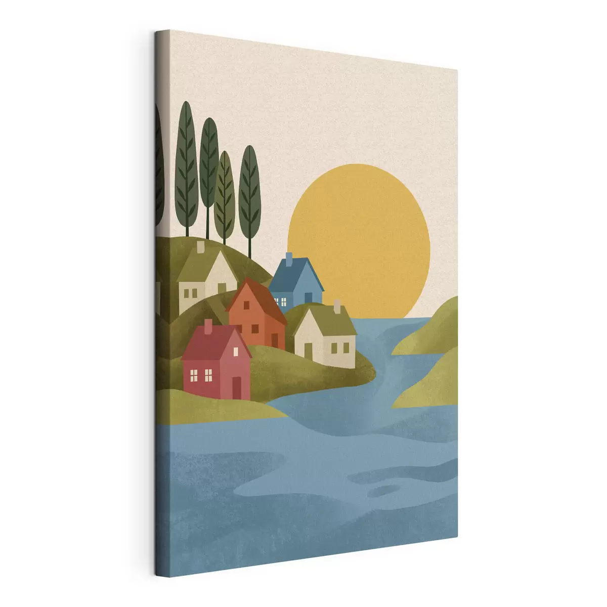 wall murals Quaint homes by the tranquil water s50734