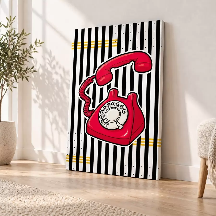 murales Diseño de un teléfono giratorio rojo de estilo vintage s50784