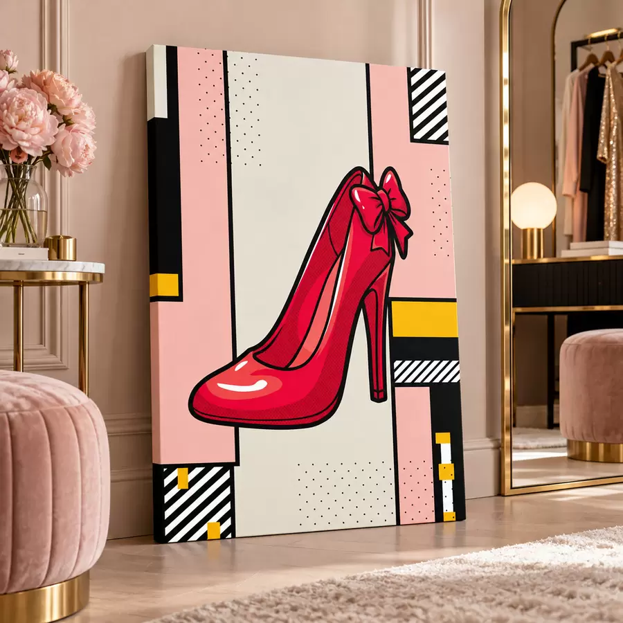 murales Elegante zapato de tacón rojo con un lazo divertido s50785