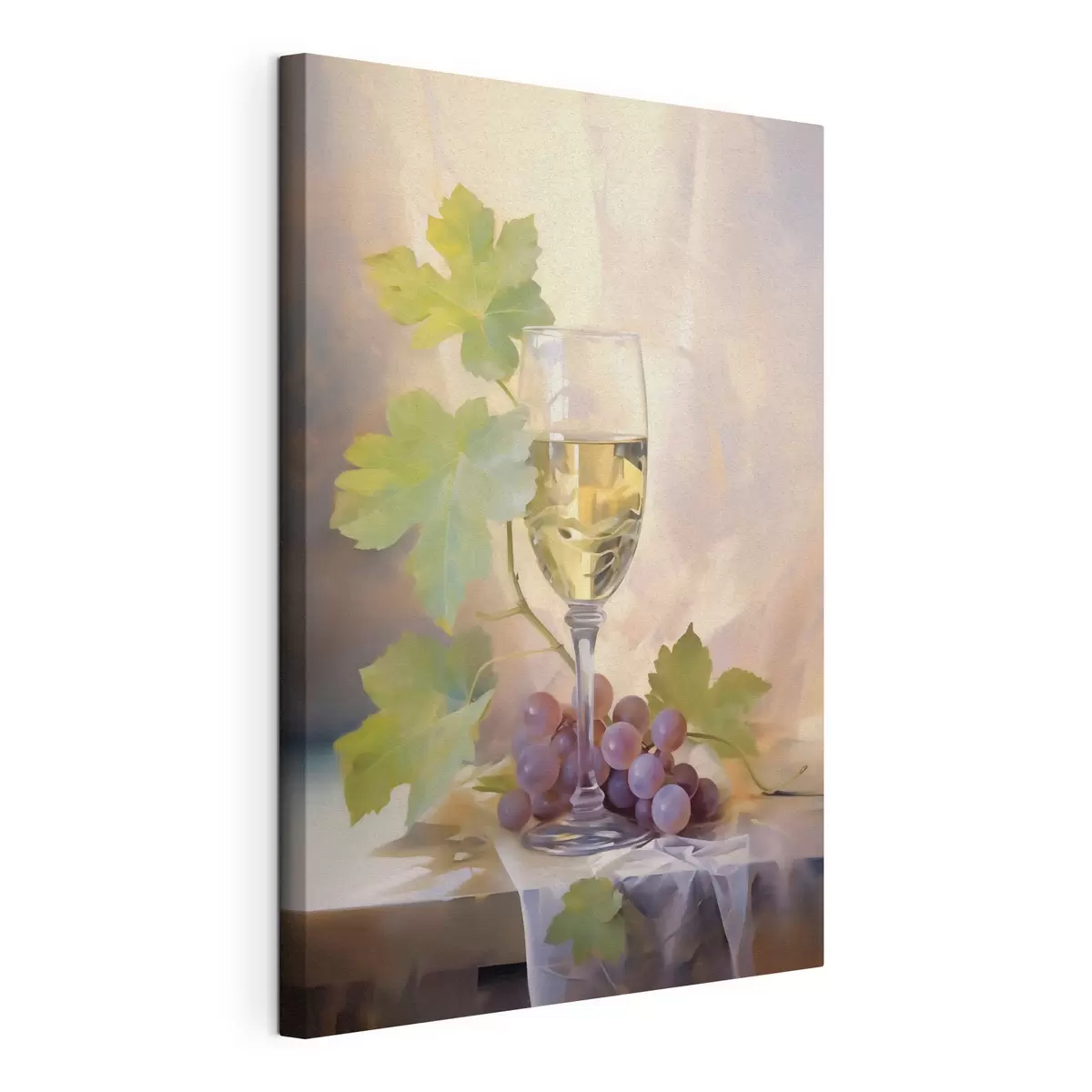 wall murals A glass of wine and grapes, imitation painting s51123