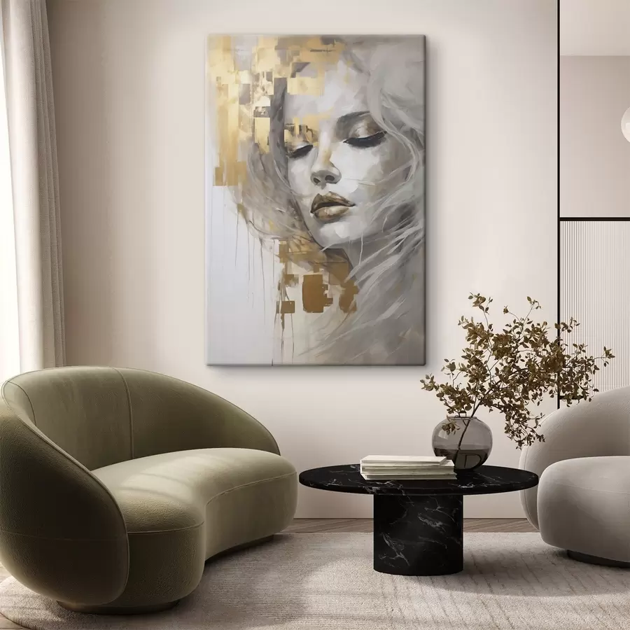 wall murals Abstract portrait of a young woman, imitating a painting s51130