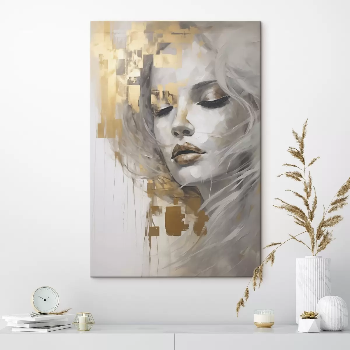 wall murals Abstract portrait of a young woman, imitating a painting s51130