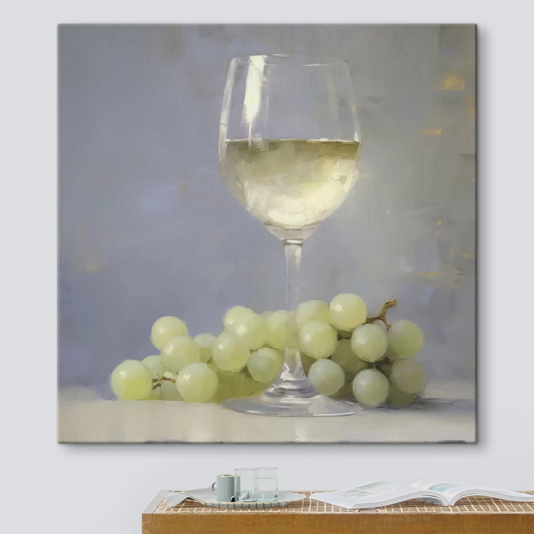 wall murals A glass of wine and grapes, an imitation of a painting s51136