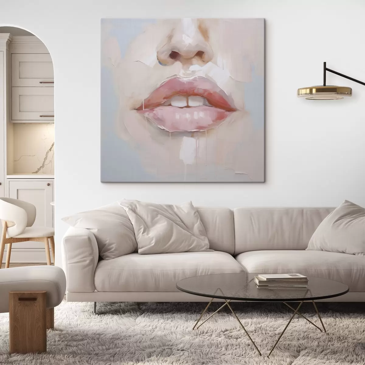 wall murals Lips, imitation of a painting s51138