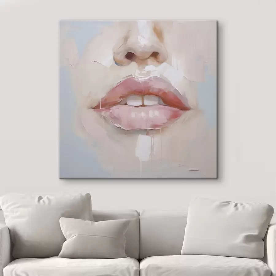 wall murals Lips, imitation of a painting s51138