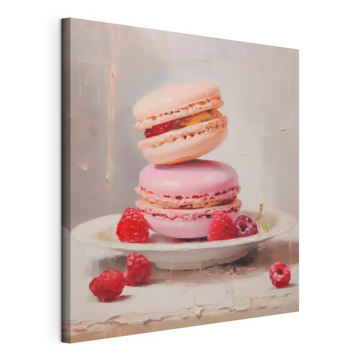 wall murals Macarons on a plate, in the style of a painting s51143