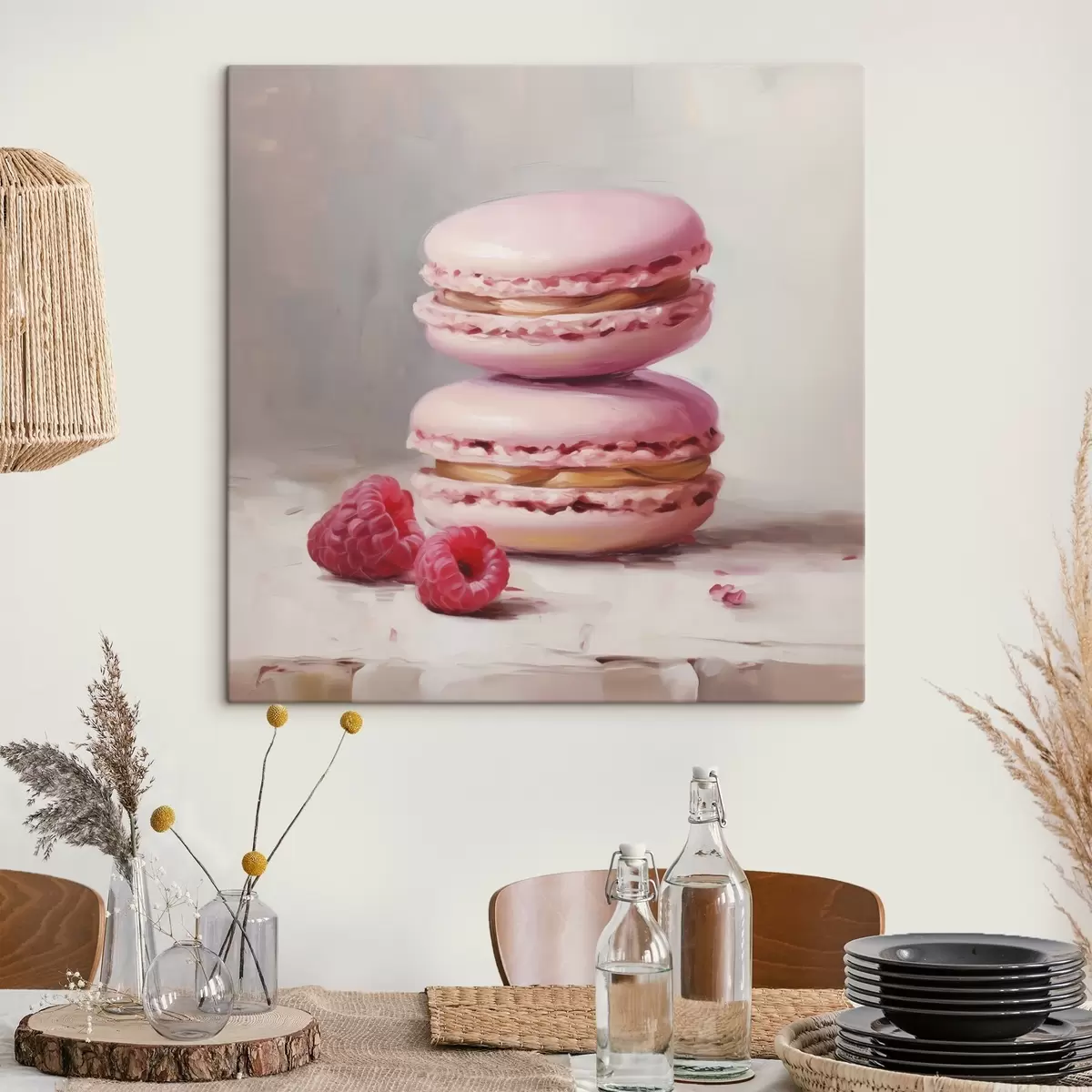 murales Macarrones y frambuesas, imitación de un cuadro s51144
