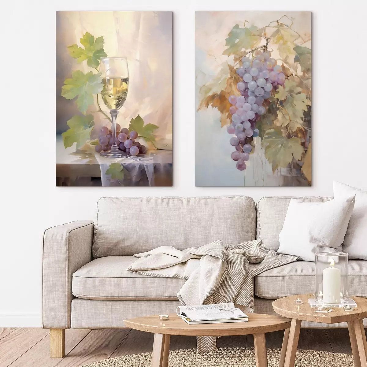wall murals A glass of wine and grapes, imitation painting m31093