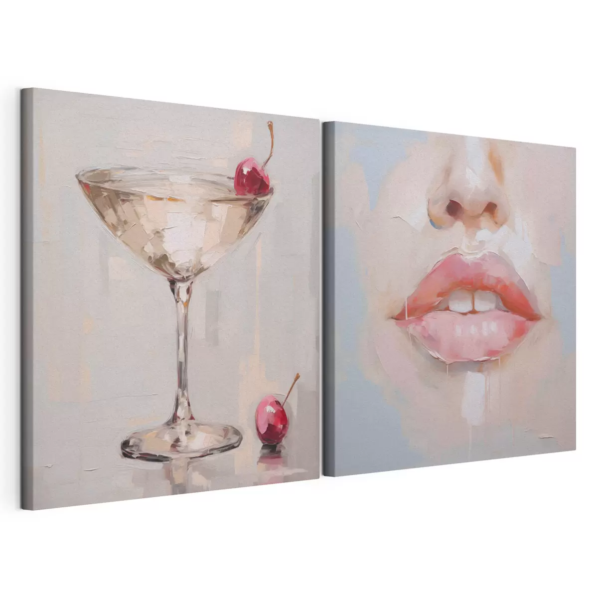 wall murals Lips and a cocktail, an imitation of a painting m31100