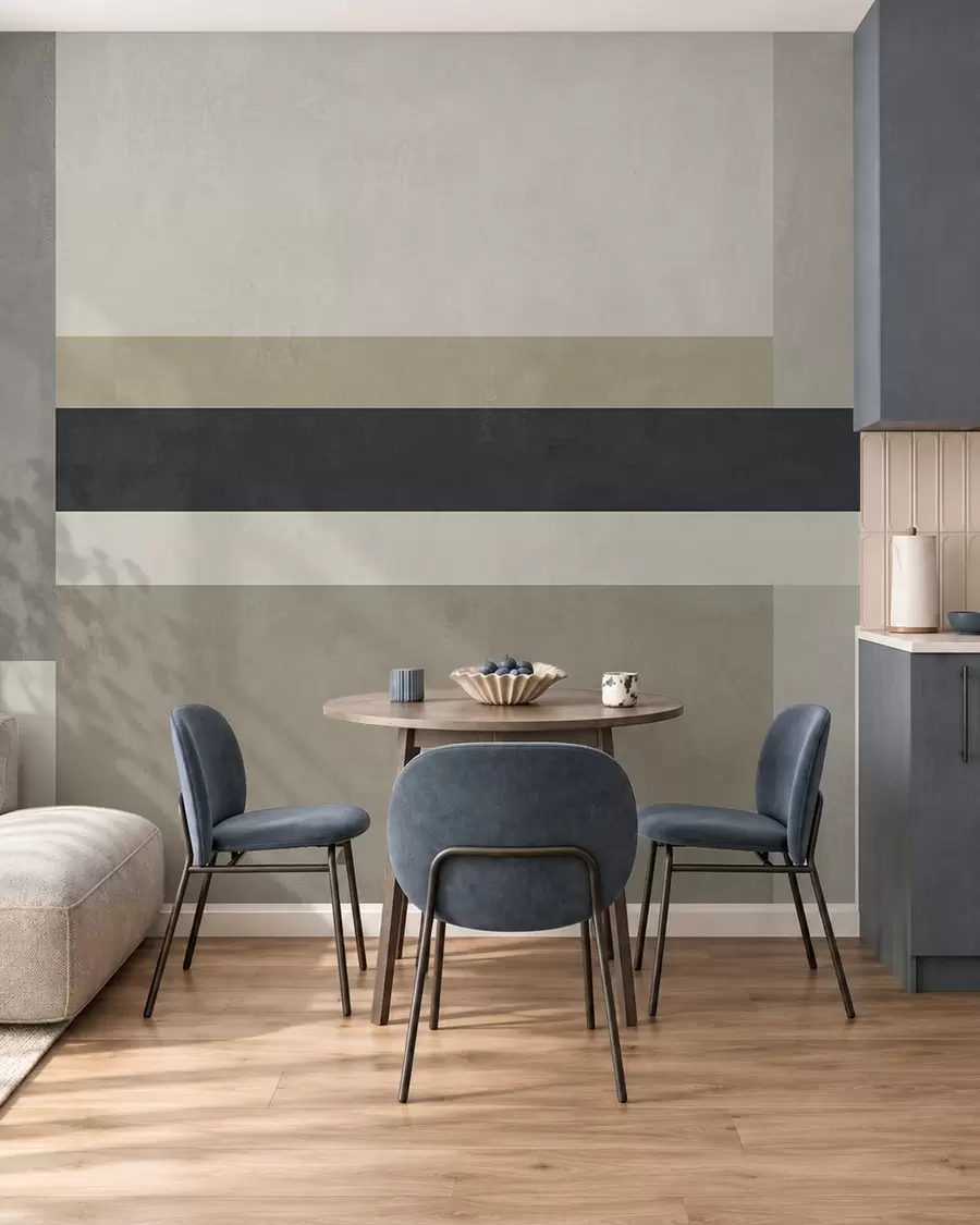 wall murals Geometric blocks in beige and gray shades with a dark stripe w05890v1
