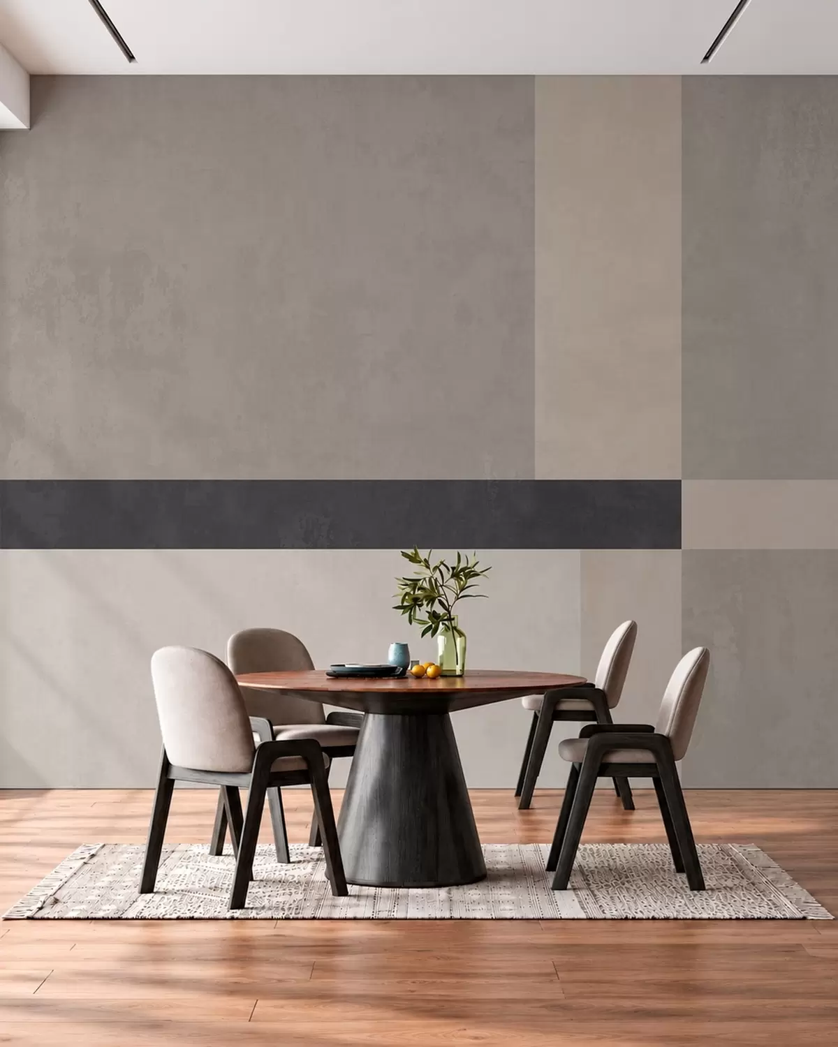 wall murals Abstract geometry with beige and gray blocks and a dark stripe w05891