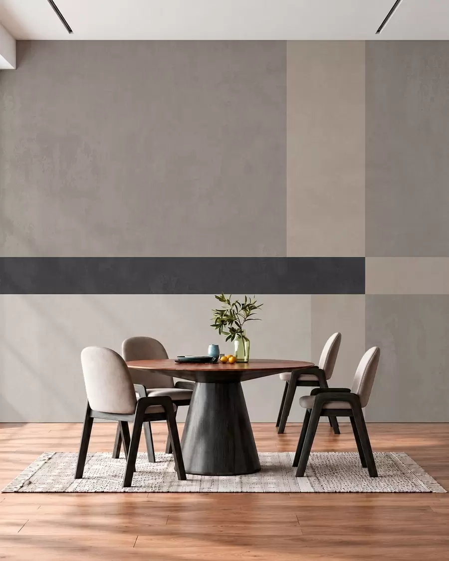 peintures murales Motif géométrique abstrait composé de blocs beiges et gris et d'une bande sombre w05891